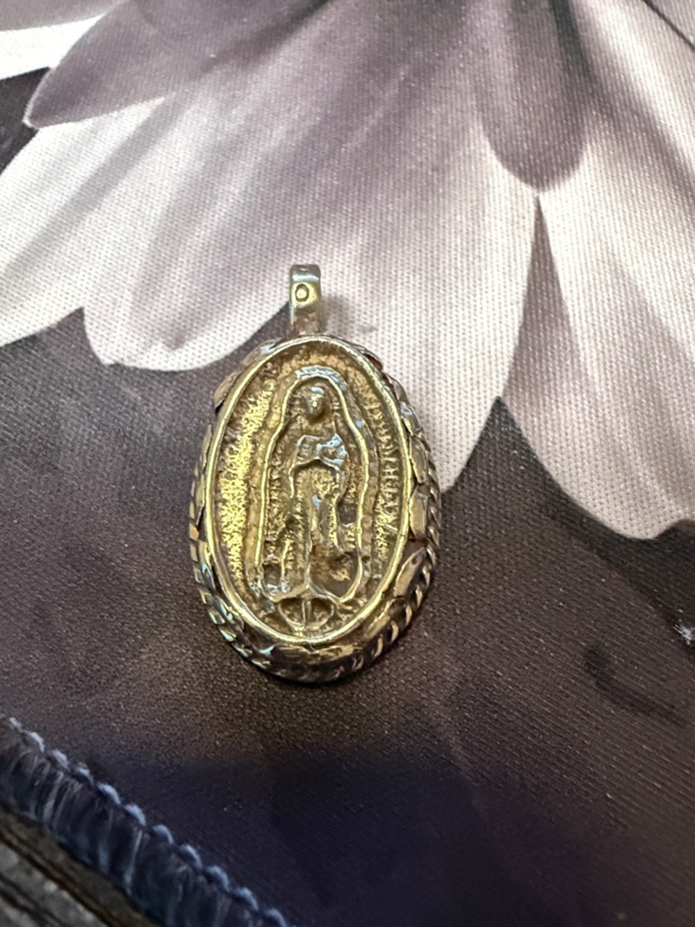 Silver Tibetan Guadalupe Oval Pendant Charm
